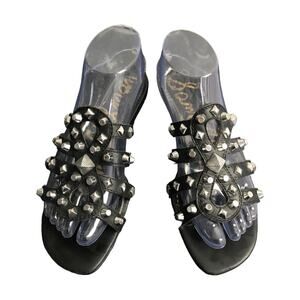 Sam Edelman Womens Sandals Beatrice Studded Black Leather Flat Slide Slip-On 7.5